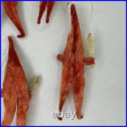 7 Vtg Clay Face Chenille Pipe Cleaner Santas 3-4 Ornaments Tie Ons FEATHER TREE
