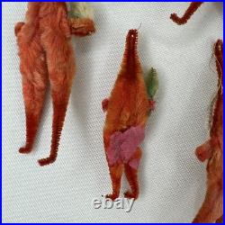 7 Vtg Clay Face Chenille Pipe Cleaner Santas 3-4 Ornaments Tie Ons FEATHER TREE