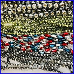 7 Vtg Mercury Glass Garland Beads Double Indent Patriotic Feather Tree Japan Lot