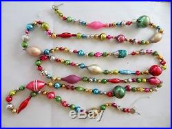 7 + ft Vintage Mercury Glass Bead Christmas Garland Feather Tree Antique