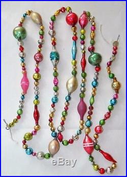 7 + ft Vintage Mercury Glass Bead Christmas Garland Feather Tree Antique