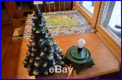 76' holland mold Vintage green Ceramic Lighted Christmas Tree 21 Tall Flocked
