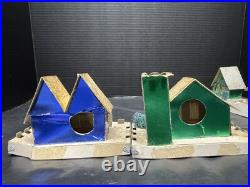 8 Vintage Cardboard Christmas Tree Putz Houses withOriginal Box Mica & Snow