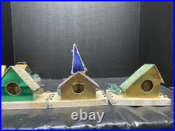 8 Vintage Cardboard Christmas Tree Putz Houses withOriginal Box Mica & Snow