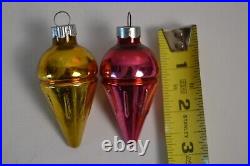 8 Vintage Glass Christmas Tree Ornaments Shiny Brite Ice Cream Cone UFO Red Gold