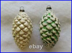 8 Vintage Mercury Glass Pinecone Christmas Tree Ornaments JAPAN 1940s 1950s