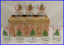 8 Vintage Walter's Beer It's Always Xmas Christmas Tree Advertising Glass w box