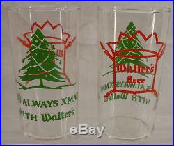 8 Vintage Walter's Beer It's Always Xmas Christmas Tree Advertising Glass w box