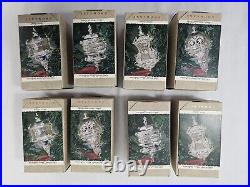 8 Vtg Hallmark Keepsake Christmas Tree Ornament Old World Silver Collection