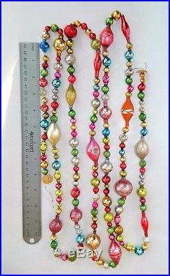 8 + ft Vintage Mercury Glass Bead Christmas Garland Feather Tree Antique