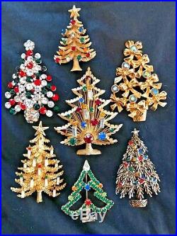 85 Vintage Christmas Brooch Lot Rhinestone Enamel Tree Wreath + Eisenberg ART JJ