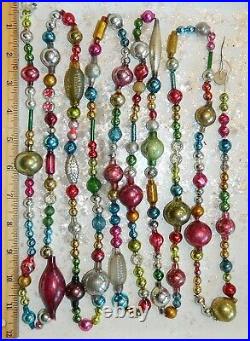 9 FT 100% Vintage Mercury Glass Christmas Garland Big Beads Antique Feather Tree