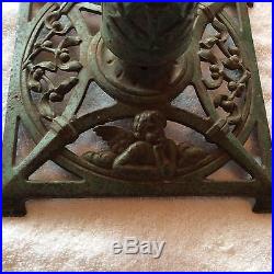 ANTIQUE VINTAGE CAST IRON VICTORIAN CHRISTMAS TREE XMAS STAND WithCherubs