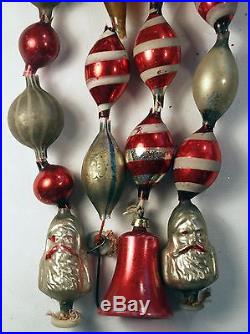 ANTIQUE Vtg Xmas Mercury Glass Garland Feather Tree Santa Bell Crafts 4 pcs