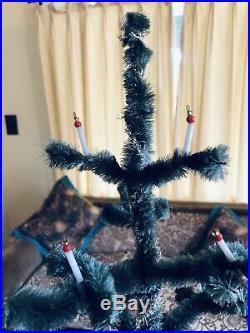 Amazing Vintage German Czech Chenille Christmas Tree Feather Hand Beaded