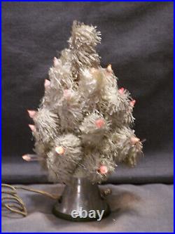 Antique 1930's 10 R E Gebhardt Lighted White Christmas Tree with Switched Base