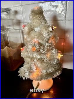 Antique 1930's 11 Lighted White Christmas Tree 2 pieces 30's vintage htf rare
