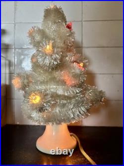Antique 1930's 11 Lighted White Christmas Tree 2 pieces 30's vintage htf rare