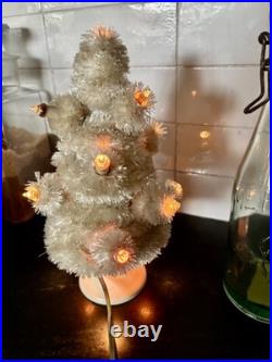 Antique 1930's 11 Lighted White Christmas Tree 2 pieces 30's vintage htf rare