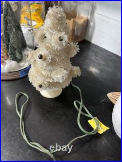 Antique 1930's 11 Lighted White Christmas Tree 2 pieces 30's vintage htf rare