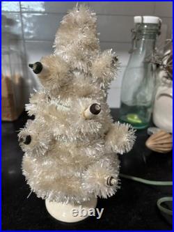 Antique 1930's 11 Lighted White Christmas Tree 2 pieces 30's vintage htf rare