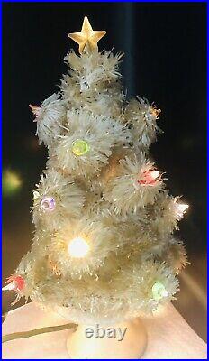 Antique 1940s White Glolite Tabletop Electric Christmas Tree