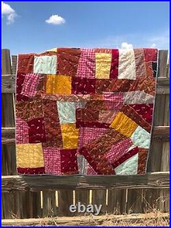 Antique BOHO Crazy Quilt Patchwork Quilt 1970s Vintage XMAS Tree Skirt