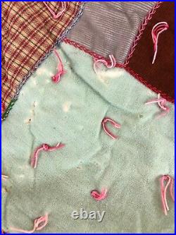 Antique BOHO Crazy Quilt Patchwork Quilt 1970s Vintage XMAS Tree Skirt