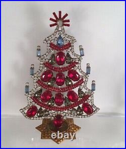 Antique Christmas Tree Decoration Czech Glass Crystal Rhinestones Vintage Xmas