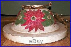 Antique Christmas Tree Stand Cast Iron Poinsettias White Electric Scarce Beauty