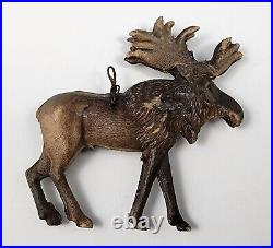 Antique Dresden Moose Christmas Tree Ornament 3 Dimensional 3D 2 1/4