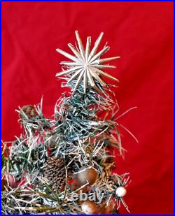 Antique GOOSE FEATHER CHRISTMAS TREE Erzgebirge Germany Ornaments Vintage 12