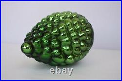 Antique Kugel Ornaments Green Glass Grape Christmas Tree Ball Brass Cap Rare124