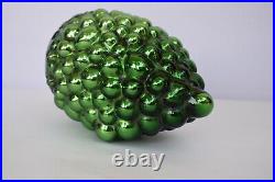 Antique Kugel Ornaments Green Glass Grape Christmas Tree Ball Brass Cap Rare124