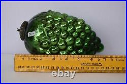 Antique Kugel Ornaments Green Glass Grape Christmas Tree Ball Brass Cap Rare124