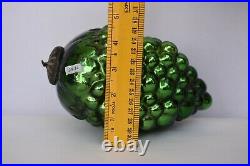 Antique Kugel Ornaments Green Glass Grape Christmas Tree Ball Brass Cap Rare124