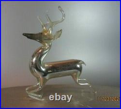Antique Leaping Deer Christmas Tree Ornaments Silver Gray Mercury Glass Germany