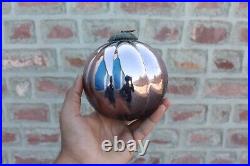 Antique Tealish Pink Pumpkin Shape Kugel Vintage Christmas Tree Ornament