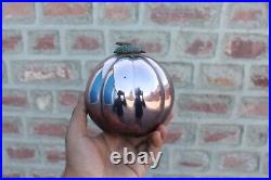 Antique Tealish Pink Pumpkin Shape Kugel Vintage Christmas Tree Ornament