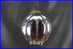 Antique Tealish Pink Pumpkin Shape Kugel Vintage Christmas Tree Ornament