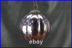 Antique Tealish Pink Pumpkin Shape Kugel Vintage Christmas Tree Ornament