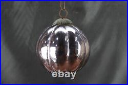 Antique Tealish Pink Pumpkin Shape Kugel Vintage Christmas Tree Ornament