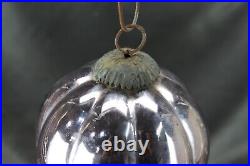 Antique Tealish Pink Pumpkin Shape Kugel Vintage Christmas Tree Ornament