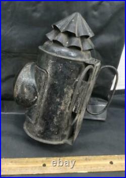 Antique Tin Christmas Tree Police Lantern Lamp Light Bullseye Glass Lens