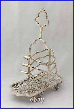 Antique Unusual Christmas Tree Design Highly Ornate Silver Plated Toast Rack