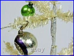 Antique VTG White Bottle Brush Christmas 7 Tree Glass Ornaments Japan