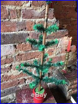 Antique Vintage 26 Tall Goose Feather Christmas Tree & 16 Decorations
