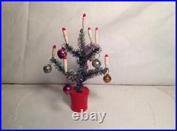 Antique Vintage Bottle Brush Christmas 4 Tree Glass Ornaments Candles Japan #1