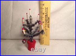 Antique Vintage Bottle Brush Christmas 4 Tree Glass Ornaments Candles Japan #1