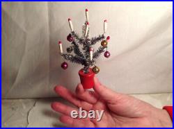 Antique Vintage Bottle Brush Christmas 4 Tree Glass Ornaments Candles Japan #1